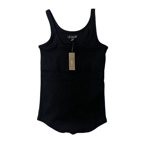 J.Crew NWT Black Ribbed Shelf-Bra Tank Top XXS | Vintage Fit Layering - Picture 2 of 4